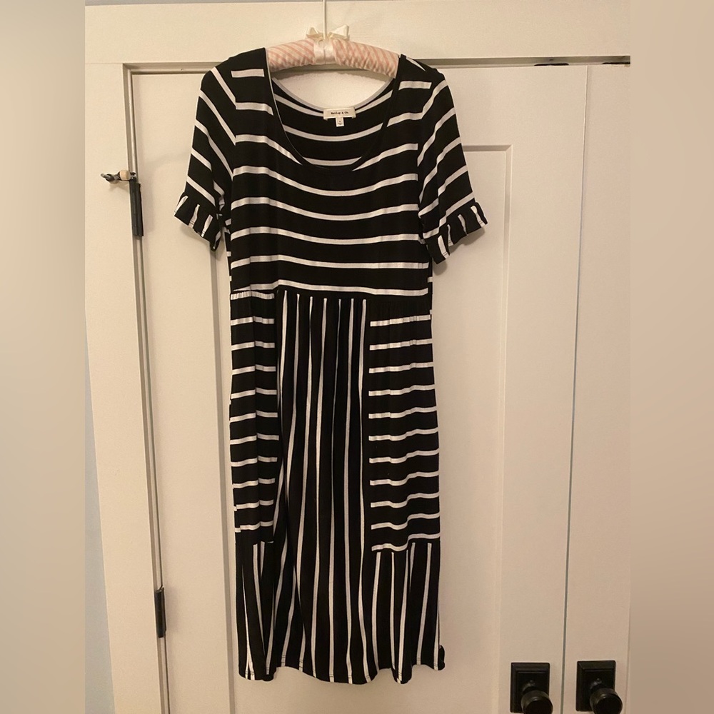 Black & white striped dress. Used.